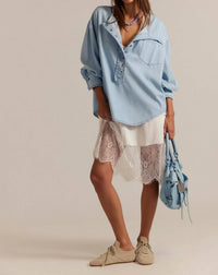 Free People - Dreaming Denim Pullover Top