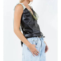 Whiteroom+Cactus - Contrast Drape Pu Tank Top