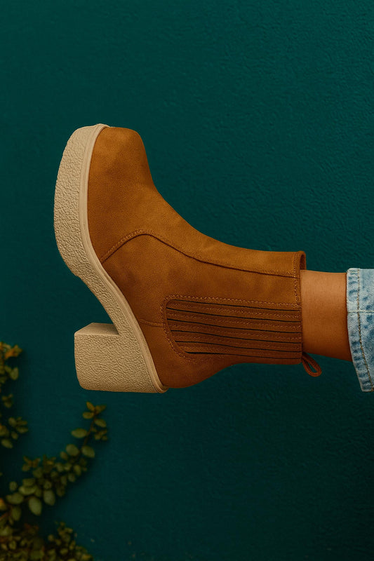 Everglades - Women's Suede Block Heel Chelsea Chunky Platform Ankle Boots