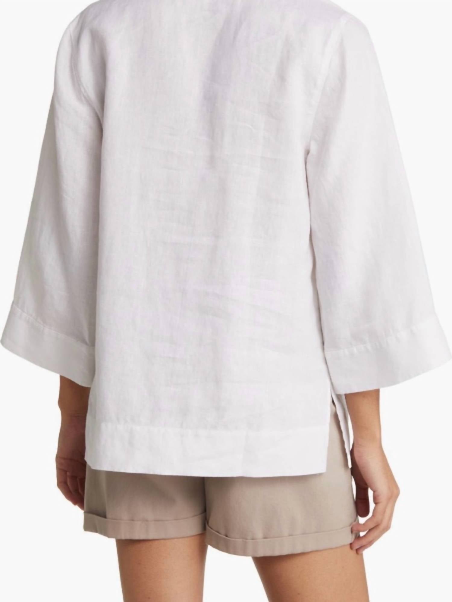 TOMMY BAHAMA Coastalina 3/4 Sleeve Linen Tunic in white - women's blouse - alternate view