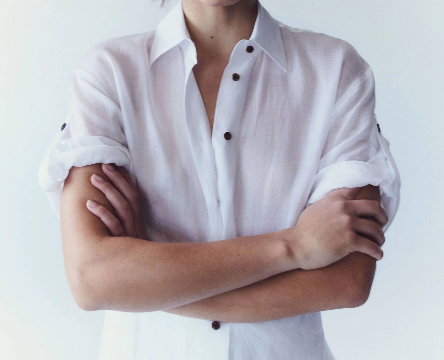Lafayette 148 Gemma Cloth Voile Sheer Tab Sleeve Shirt in white - women's shirt - alternate view