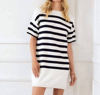 Karen Kane Stripe Sweater Dress in white - women's dress - view 6