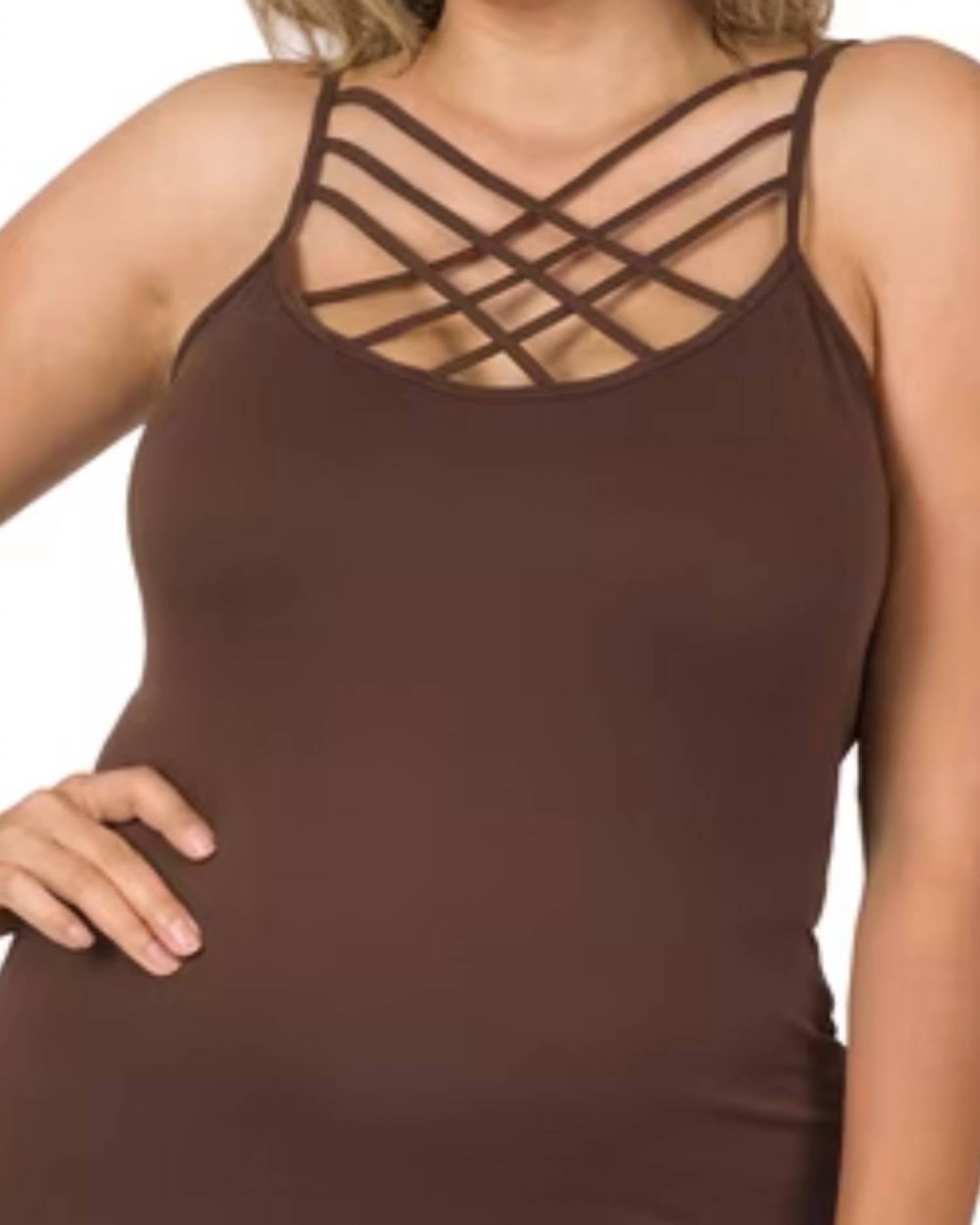 Zenana - Strappy Criss Cross Seamless Camisole - Plus