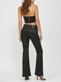HIDDEN Happi Mid Rise Flare Jean in coated black - women's jeans - alternate view