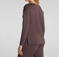 Spanx Airessentials Boatneck Tunic in dark cacao - women's shirt - detail view