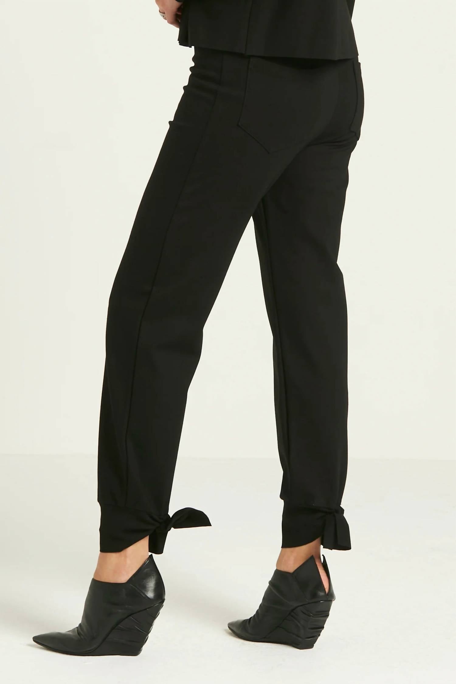 PLANET by Lauren G. Scuba Tied Up Pants in black - women's pants - detail view