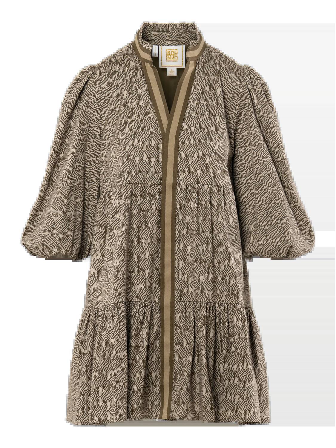 Emily McCarthy Sadie Dress in green tonal monogram - women's dress - view 4