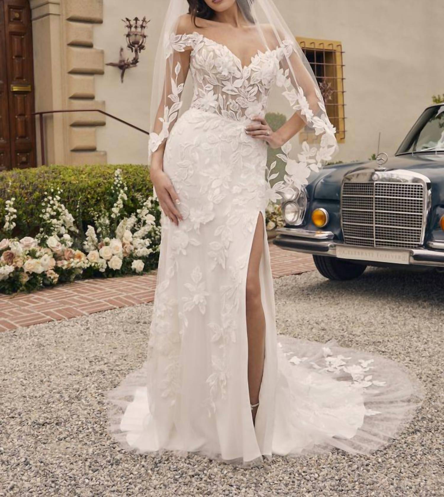 Casablanca Augustine Glamourous Off-the-shoulder Wedding Dress in ivory nude ivory - women's dress - view 4
