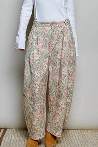 Pol - Crafted Textured Allover Print Woven Wide Leg Pants