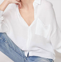 Ee:Some - Gauze Long Sleeve Oversized Shirting Top