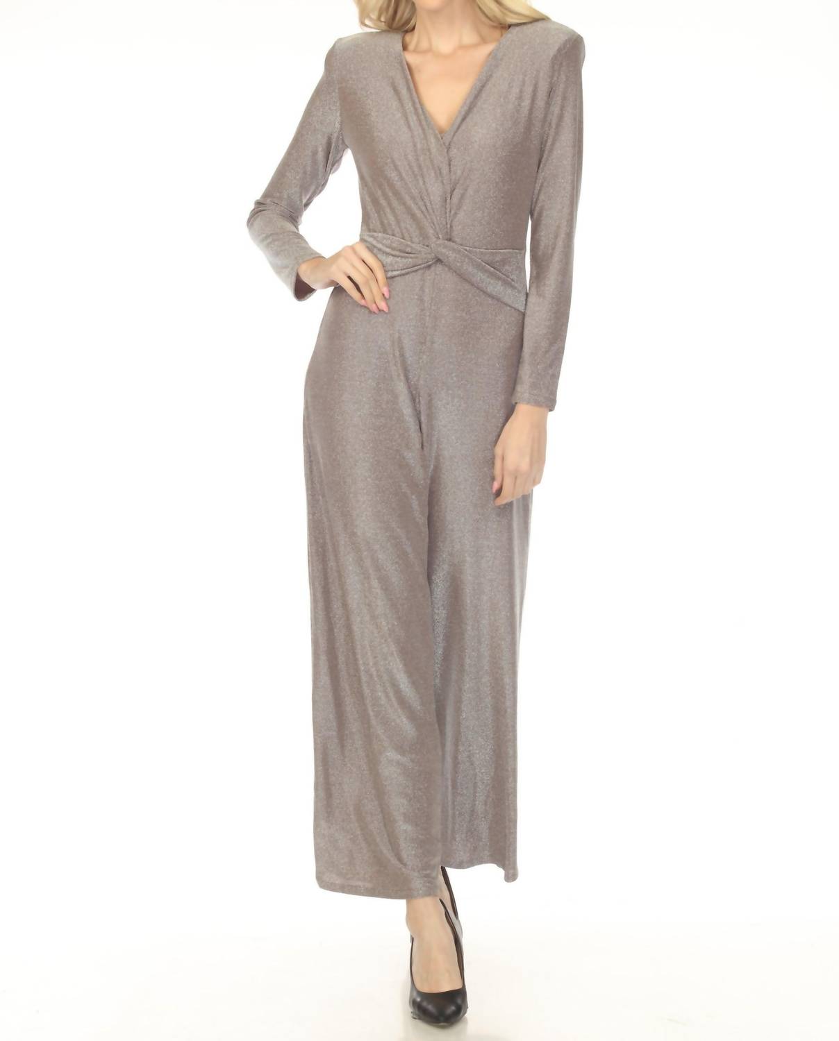 Joseph Ribkoff - Shimmery Twist Front Wide Leg Jumpsuit