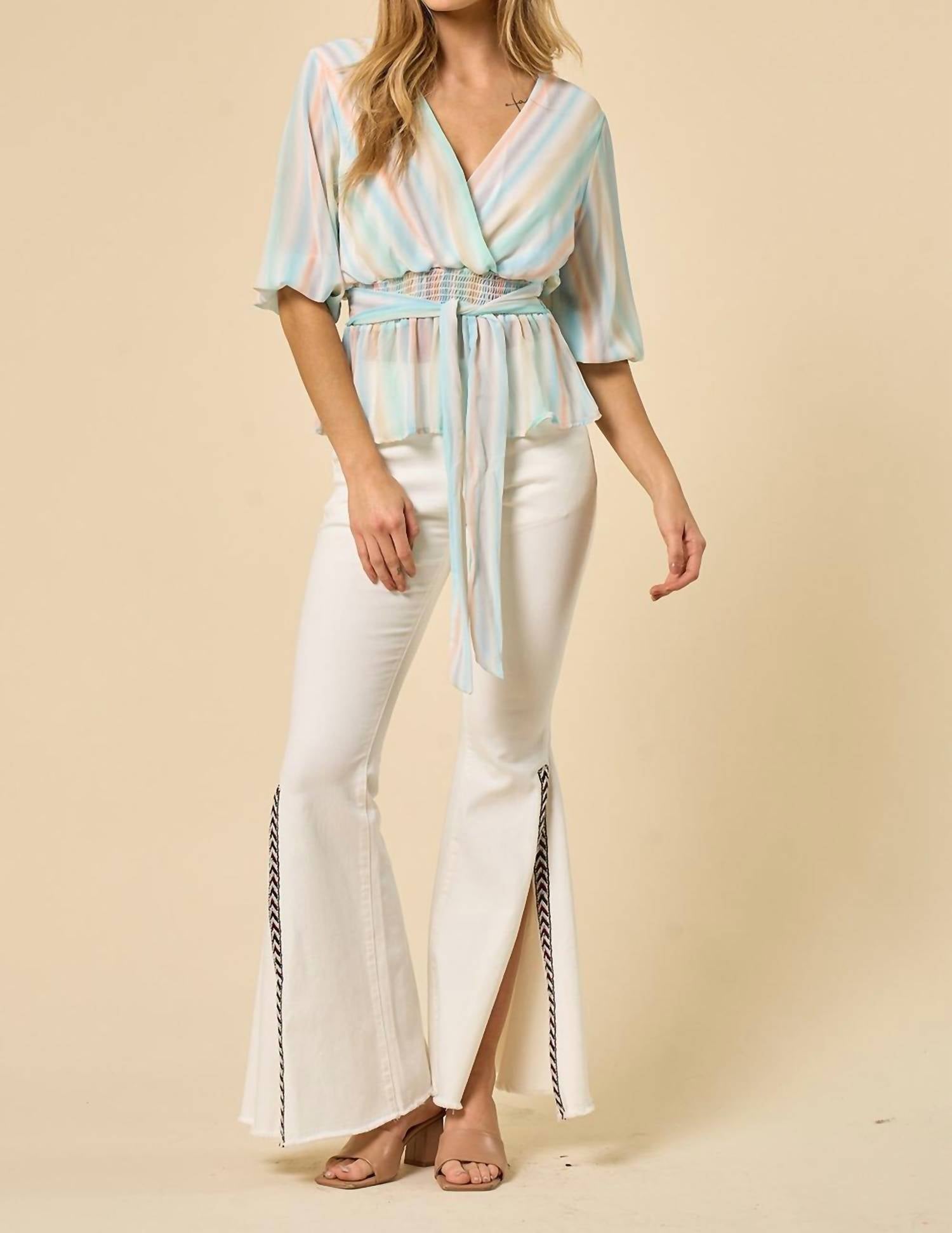 Blouse With Smocked Waist