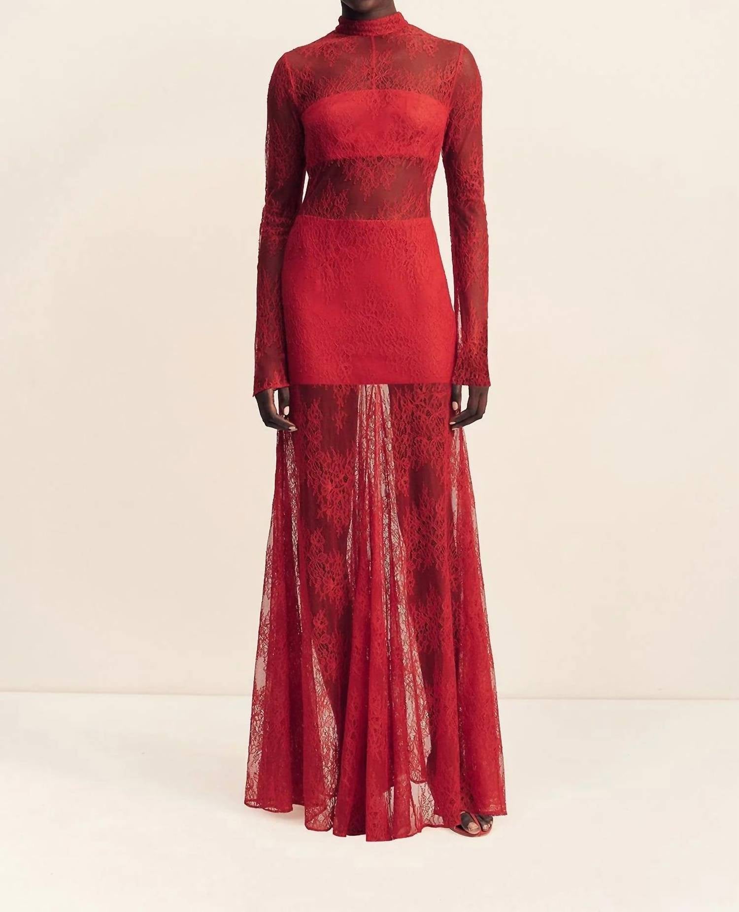 Shona Joy - Labyrinth Lace High Neck Maxi Dress
