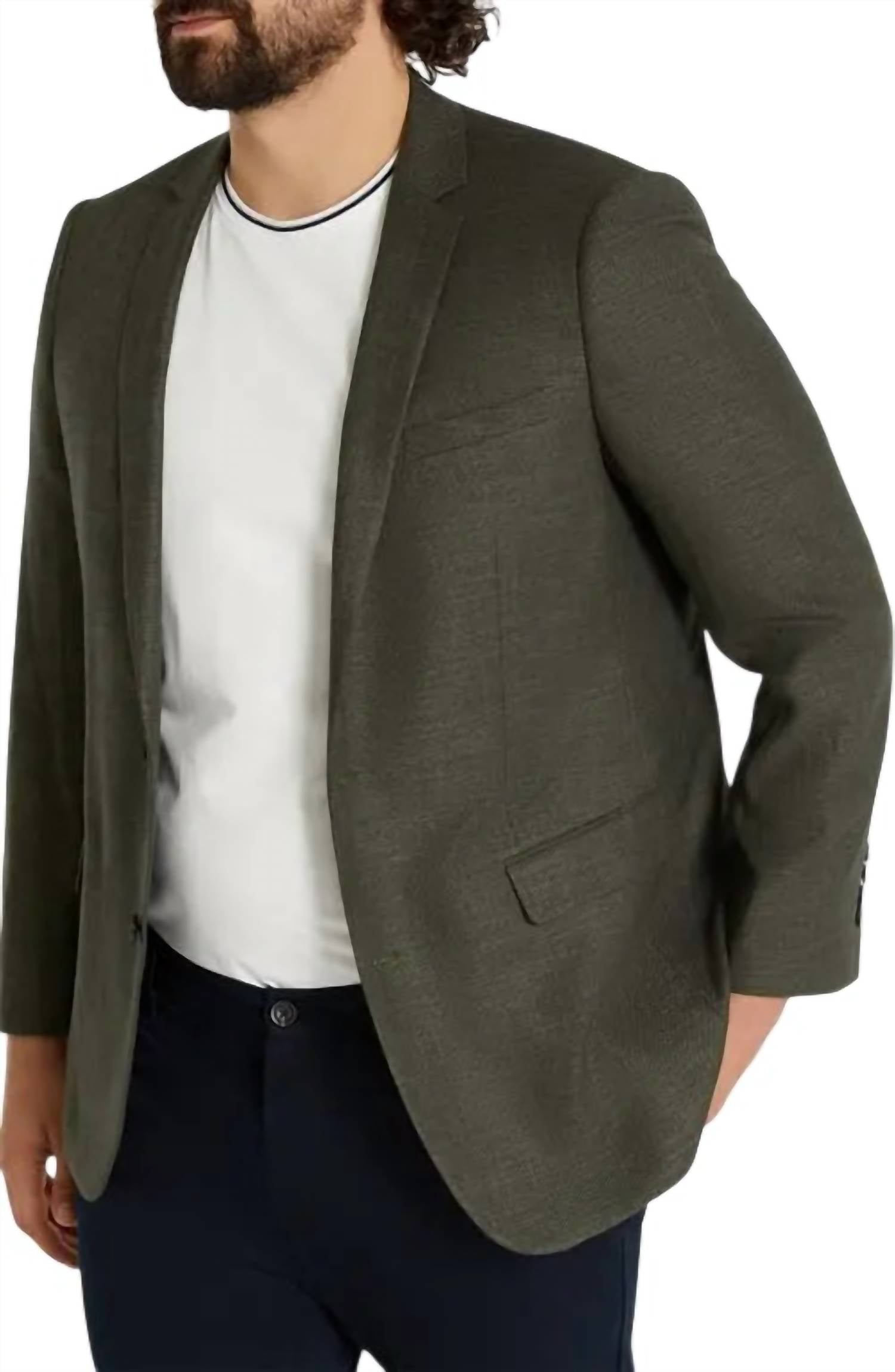 Johnny Bigg Harrison Textured Stretch Blazer in fern - men's jacket - detail view