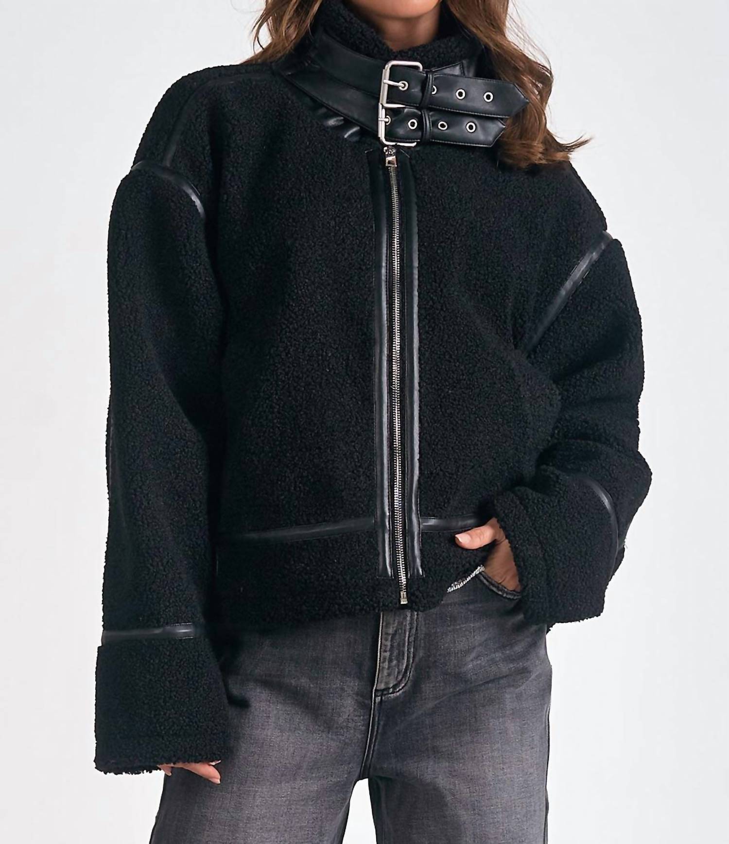 ELAN Aspen Bomber Jacket in black - women's jacket - alternate view