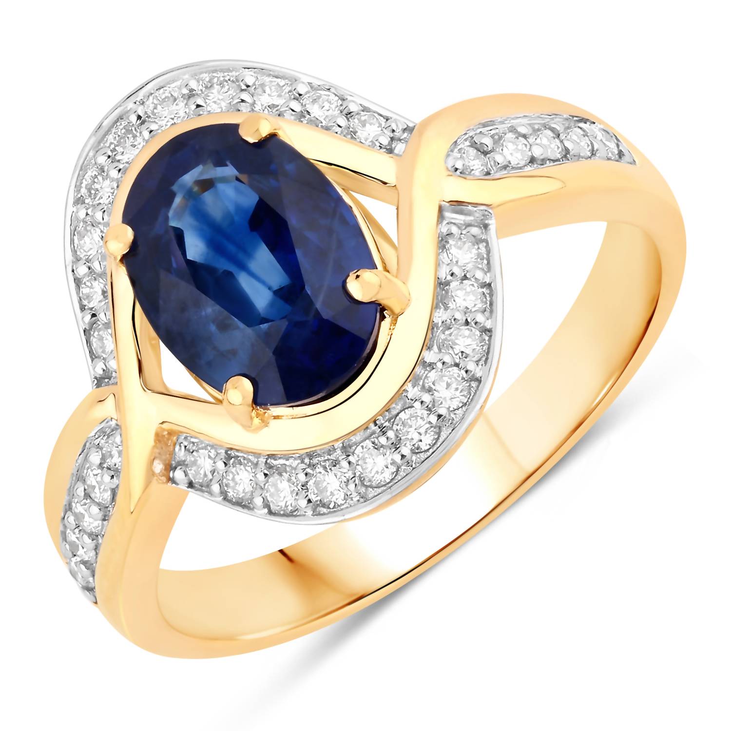 Diana M Jewels Women's Oval Natural Sapphire Fashion Ring (2.37 Ct) - Classic Plus in 18k yellow gold - women's jewelry