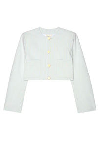 FRAME Women's Seersucker Cotton Jacket in light chambray multi - women's jacket