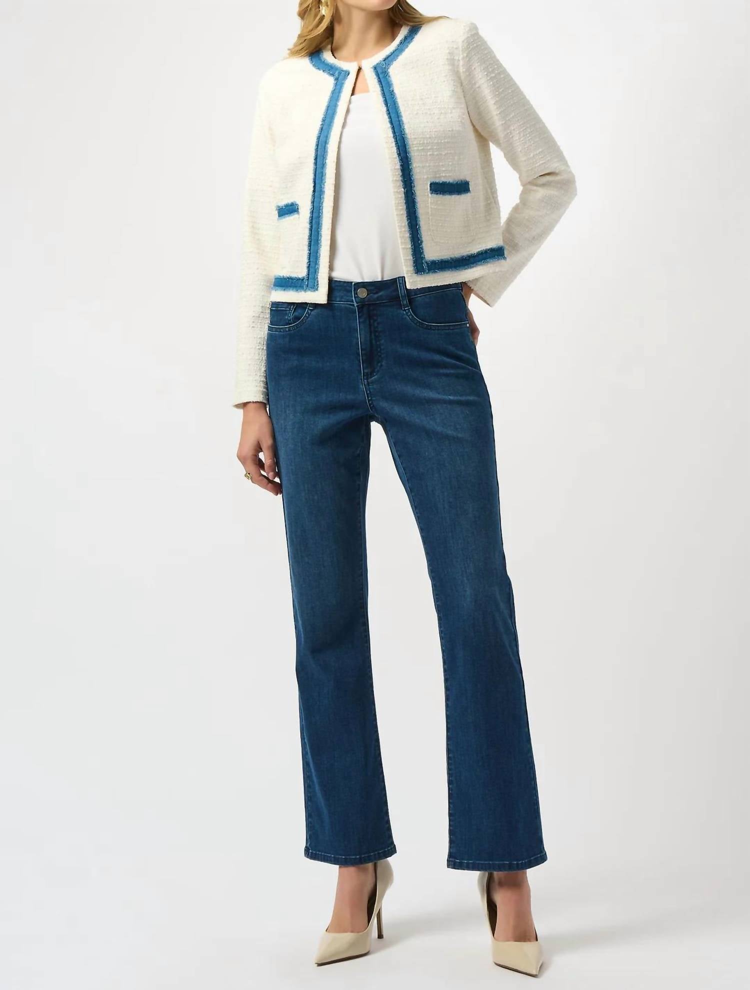 Joseph Ribkoff - Denim Trim Textured Bouclé Jacket