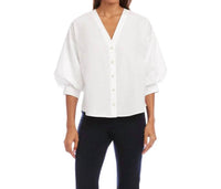 Karen Kane - Lantern Sleeve Pearl Button Top
