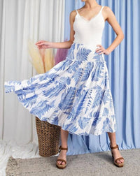 Ee:Some - Tropical Print Tiered Maxi Skirt