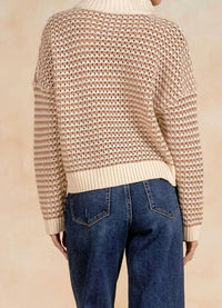 Elan - Open Knit Quarter Zip Sweater