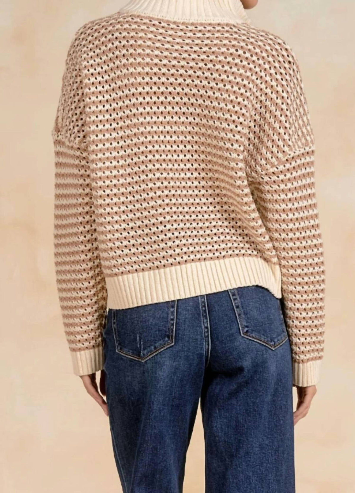 Elan - Open Knit Quarter Zip Sweater