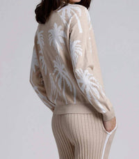 Minnie Rose - Cotton Cashmere Palm Tree Reversible Crew Sweater