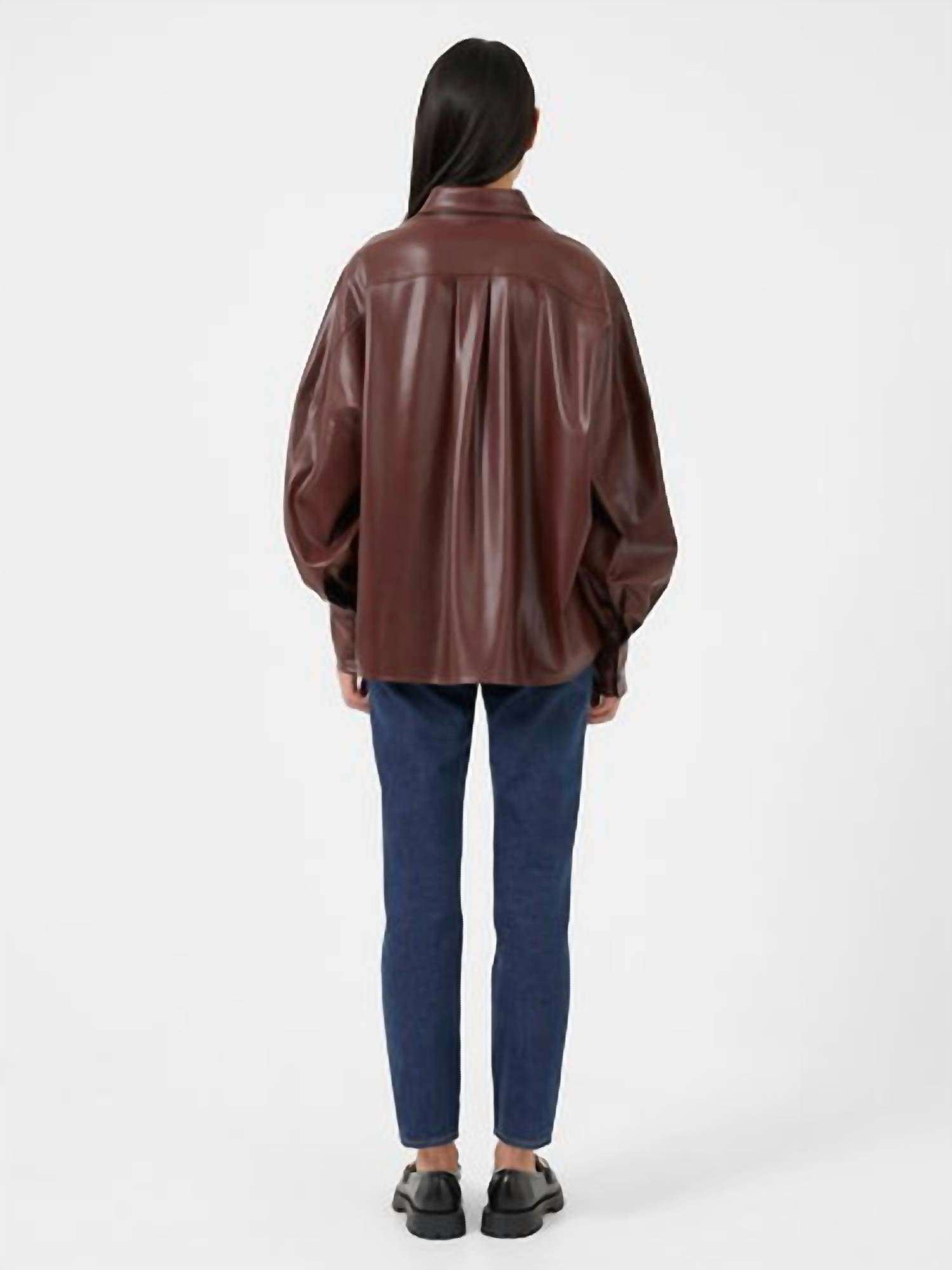 French Connection - Etta Vegan Leather Puff Sleeve Blouse