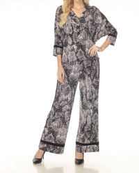 Joseph Ribkoff Snakeskin Wide Leg Pants in grey black 1 - women's pants