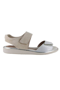 Beautifeel Women's Romi Casual Sandal in silver snake print suede - women's sandal