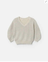 Lafayette 148 Women's Sequin Vneck Sweater in pebble metallix - women's sweater