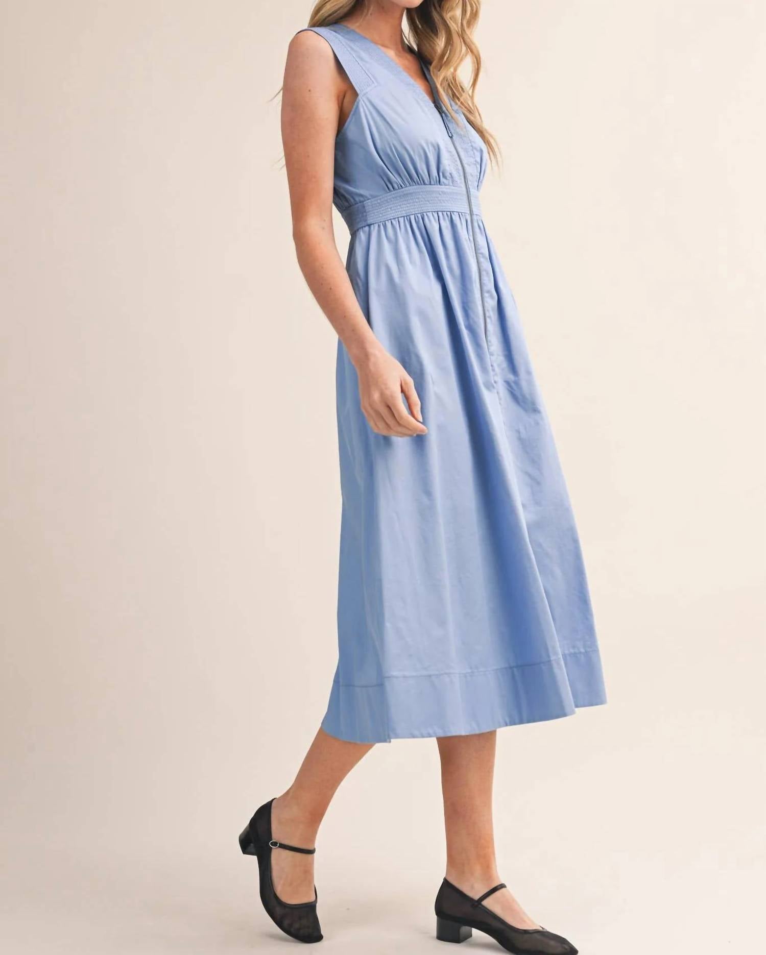 &Merci - Cotton Zipper Front Midi Dress