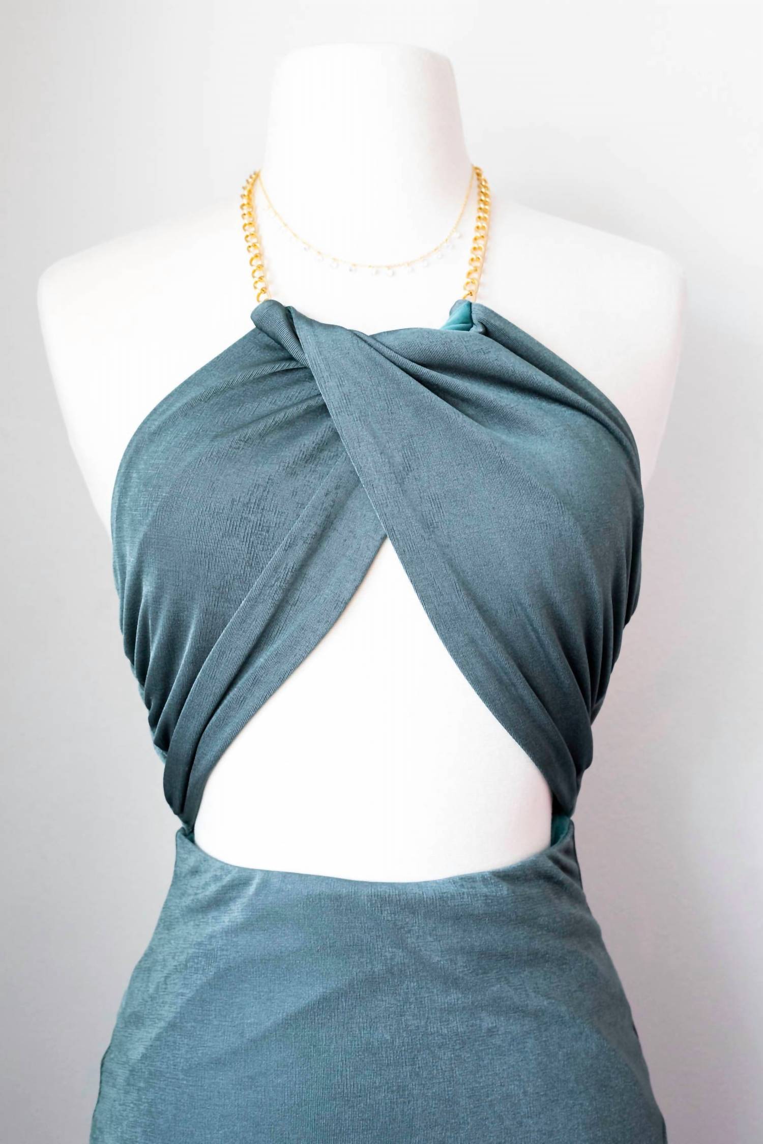 The Vintage Shop - Women's Chained Detailed Halter Midi Dress