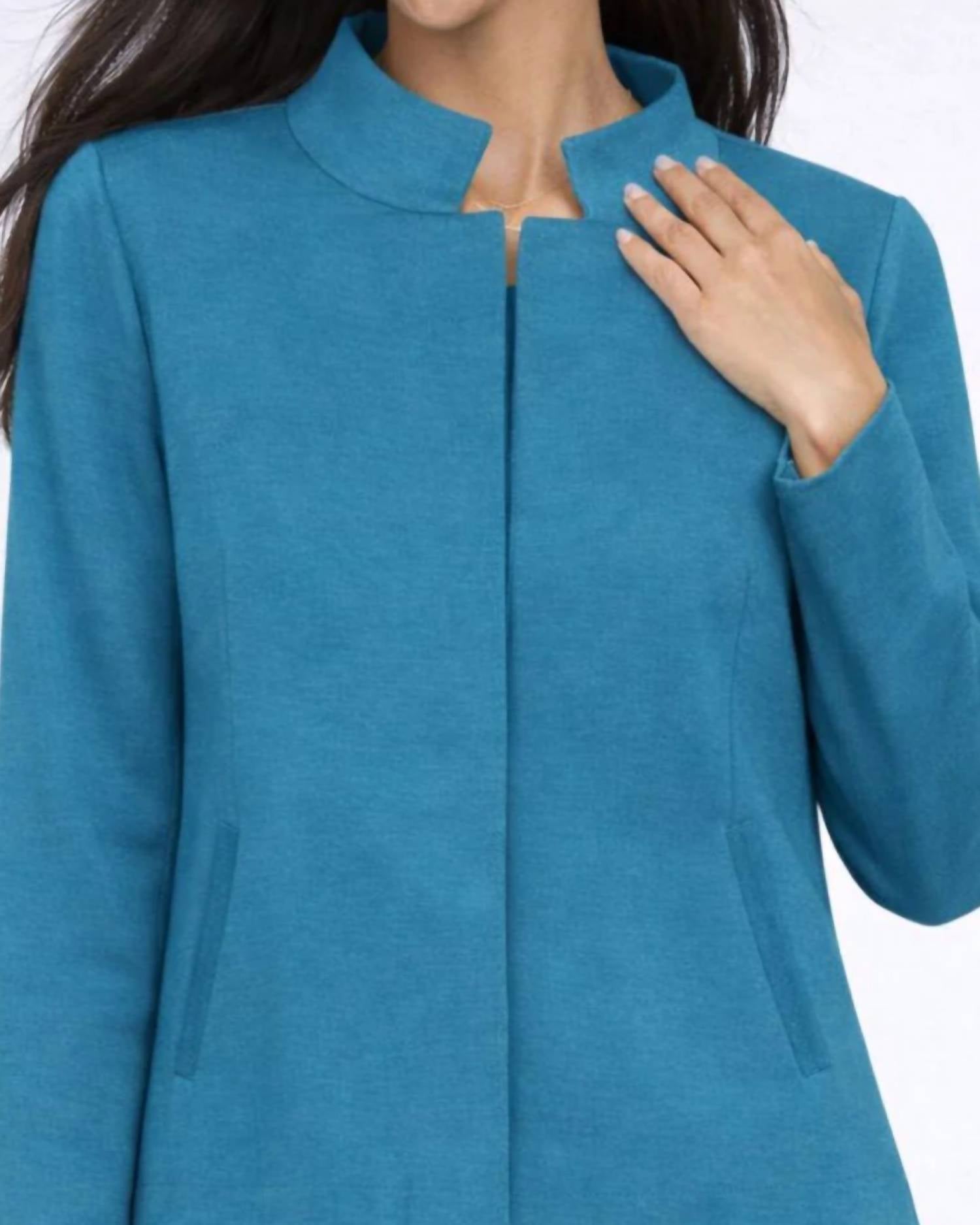 J'Envie/Eli Windsor Soft Collar Jacket in teal - women's jacket - detail view