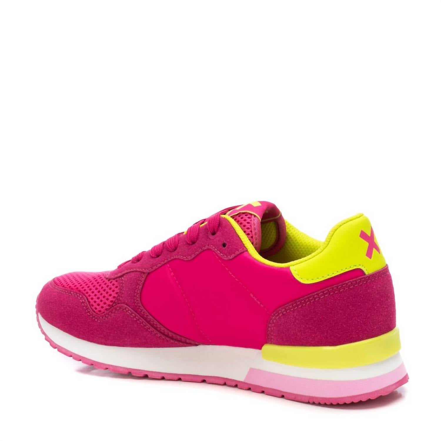 Xti Women's Lace Up Fashion Sneakers in fuschia - women's sneaker - alternate view