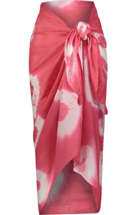 mer st. barth Women's Cotton Saline Pareo Wrap Sarong in hibiscus tie dye - women's swimwear