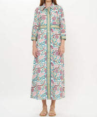 Oliphant Maxi Tupi Shirt Dress in teal - women's dress