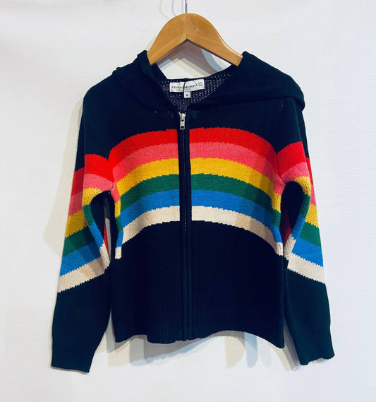 Central Park West - Kid's Black Hart Rainbow Zip Hoodie Sweater