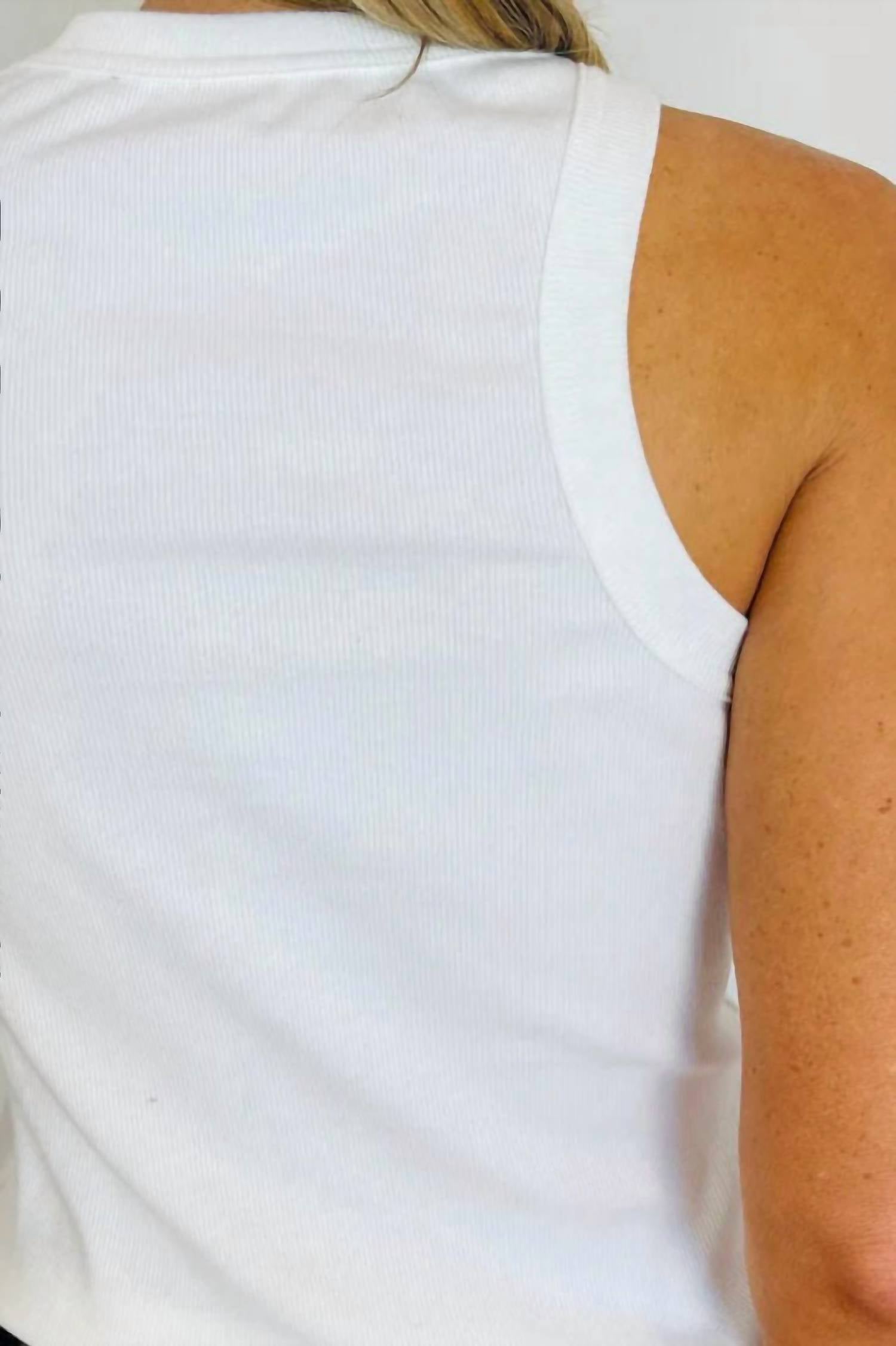 Meraki Gretchen Ribbed Tank Top in white - women's tank top - alternate view