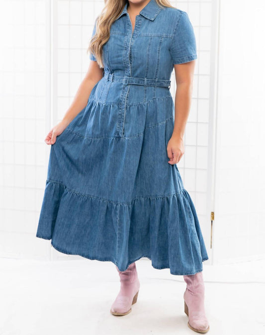 Heyson - Bettie Tiered Button Down Denim Midi Dress