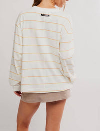 Free People Printed Hustle Layer Awning Long Sleeve Top in striped ivory - women's long sleeve top - alternate view