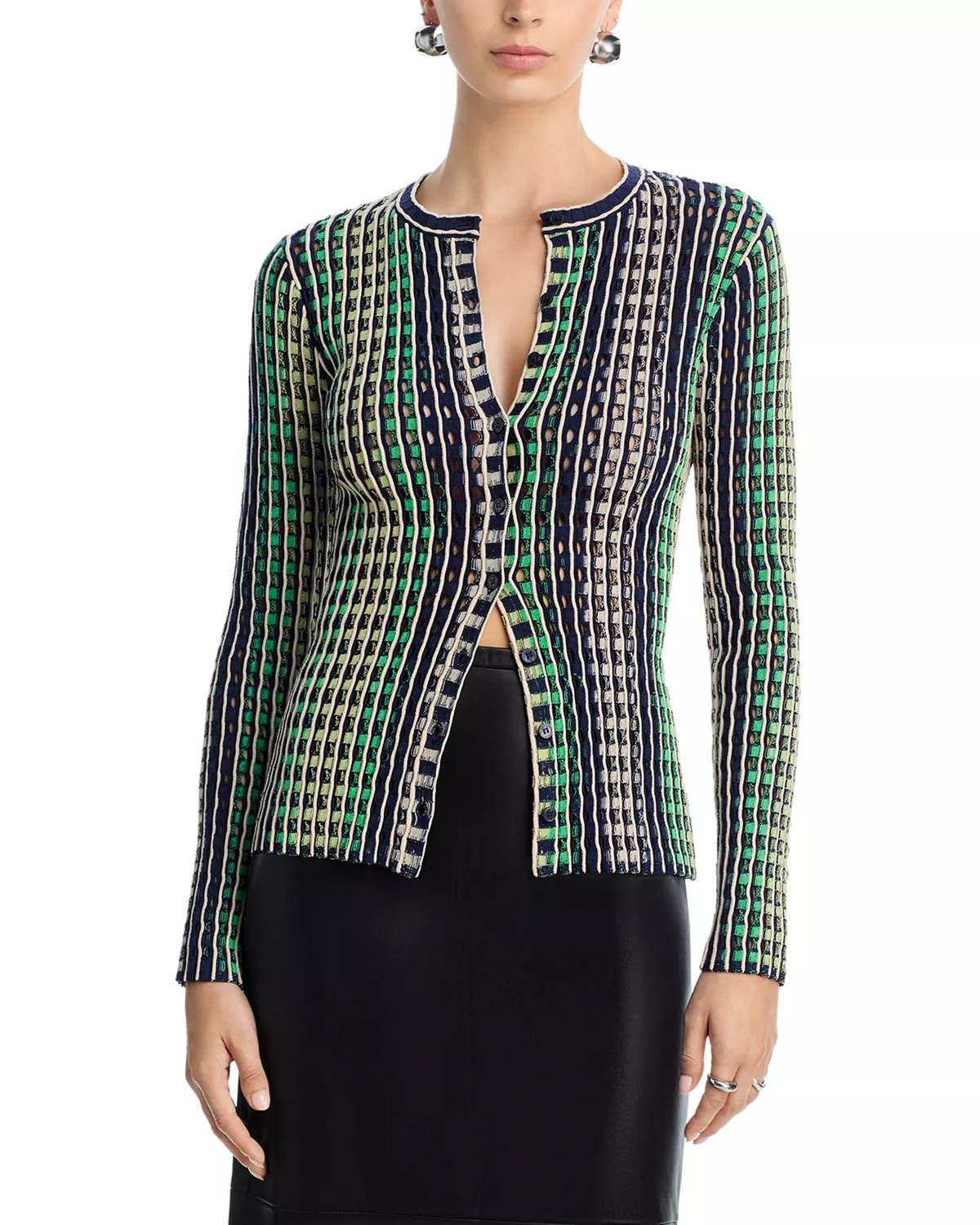 SIMKHAI Mabel Eyelet Knit Cardigan in midnight multi - women's cardigan