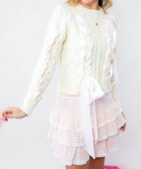 Dipped Shop - Khloe Chunky Cable Knit Ribbon Detail Sweater