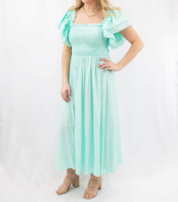 BiBi Smocked Layer Dress in mint - women's dress - alternate view