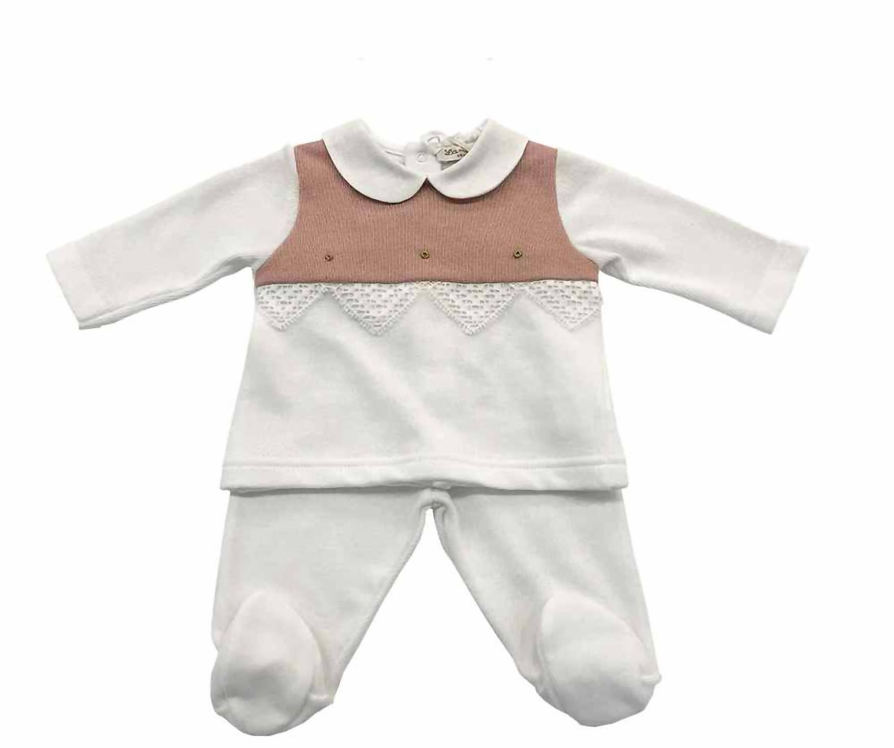 La Mascot - Girls 2 Piece Knit Set With Lace Edge