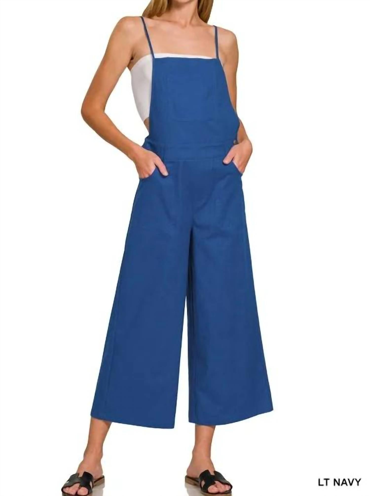Zenana - Woven Spaghetti Strap Overalls