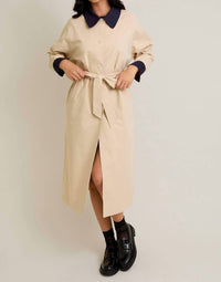 Le Lis - Raglan Sleeve Contrast Collar Oversized Trench Coat