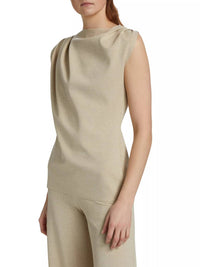 CHIARA BONI Teruo Sugar Asymmetric Jersey Blouse in desert - women's blouse - detail view