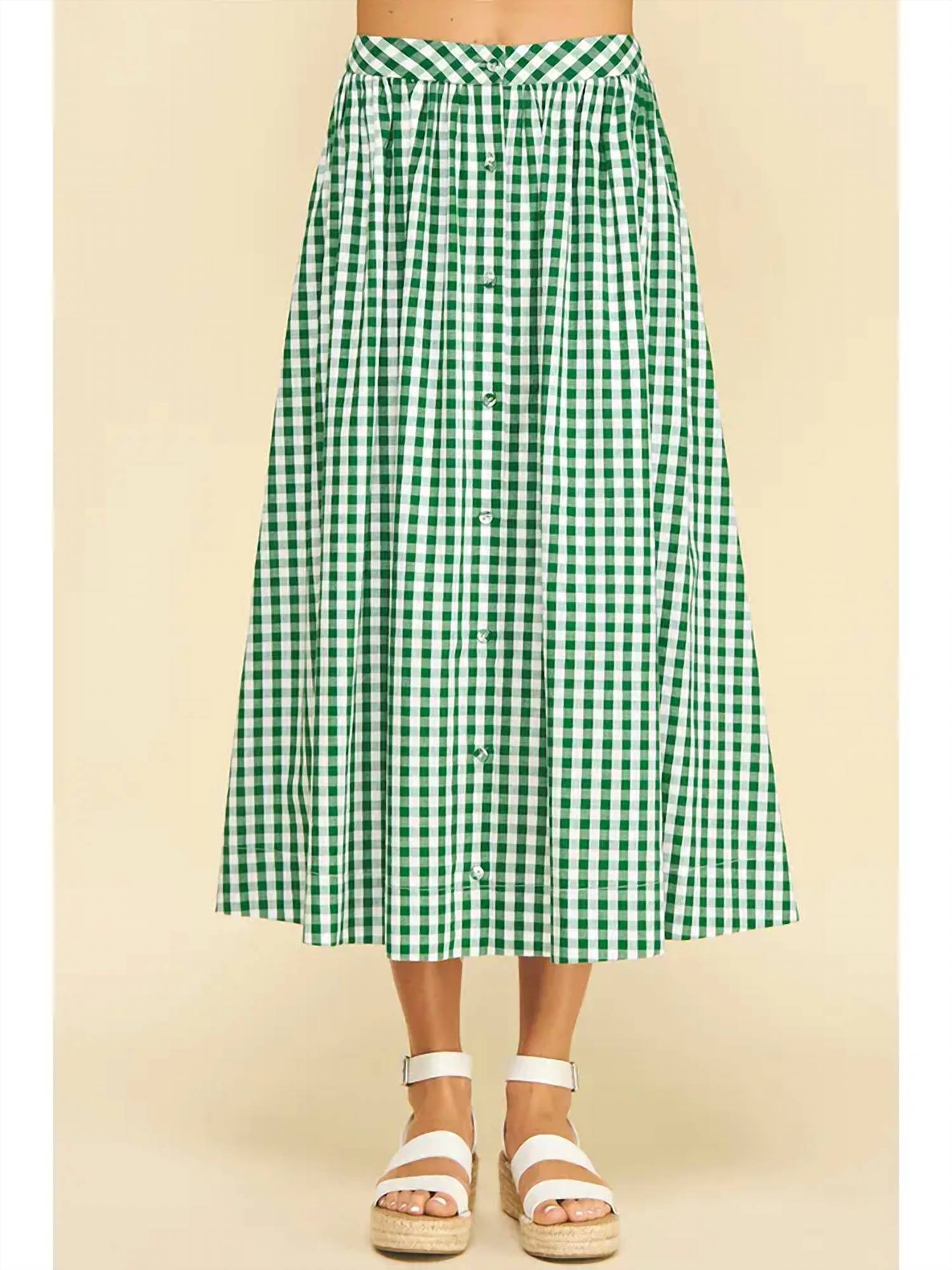 Pinch - Gingham Button Down Skirt