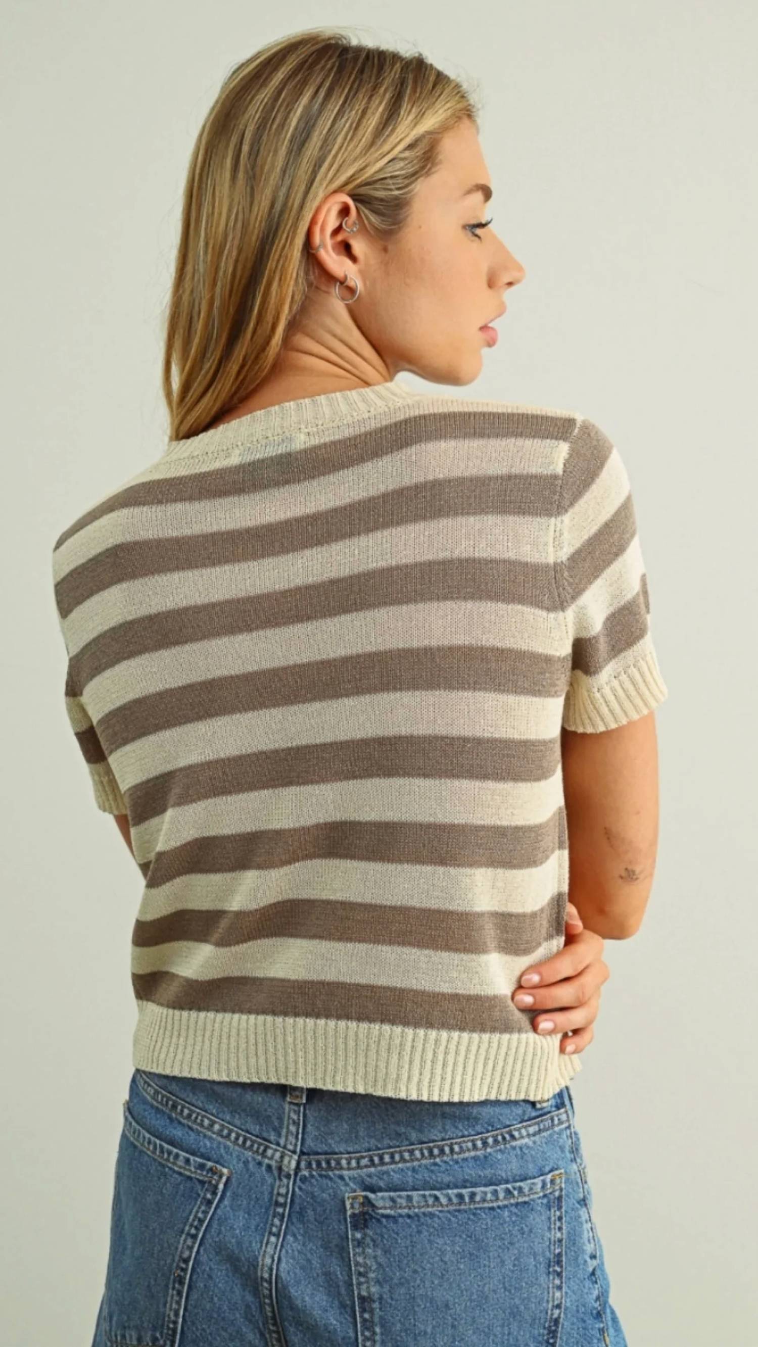 Miou Muse - Knitted Short Sleeve Top